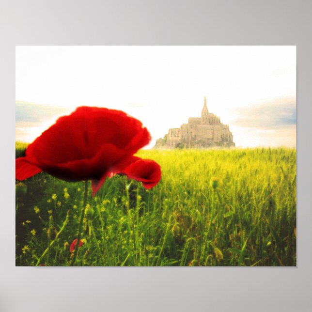 Póster Mont St Michel France Fairy Tale Castle Poster (Frente)