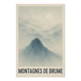 Póster Montagnes de Brume – Affiche Paysage Onirique
