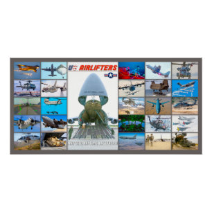 PÓSTER "MONTAJE" DE AERONAVES DE EEUU
