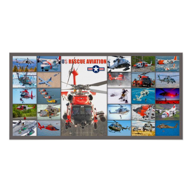 PÓSTER "MONTAJE" DE AVIACIÓN DE RESCATE DE EE.UU. (Anverso)