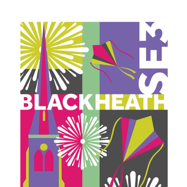 Póster Montaje de diseño gráfico de Blackheath, SE3 (Blackheath, SE3, London graphic design poster)