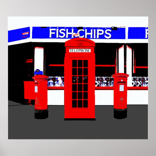 Póster Montaje de iconos ingleses (Frente)