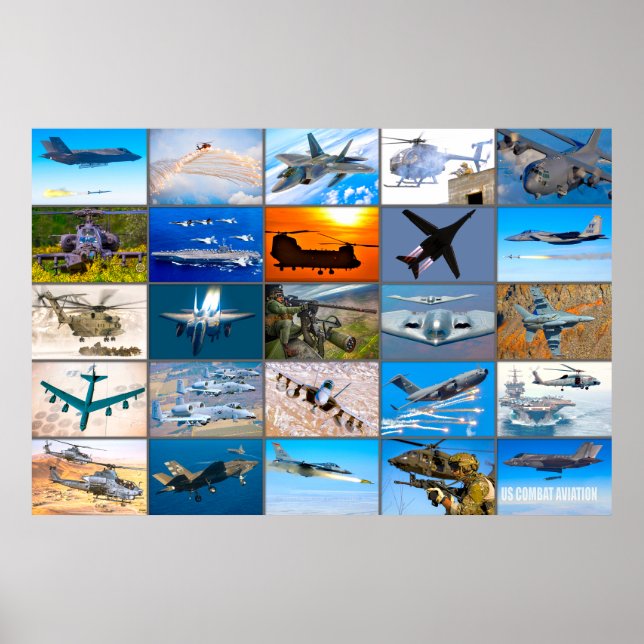 PÓSTER "MONTAJE" DE LA AVIACIÓN DE COMBATE DE LOS EE.UU. (Frente)
