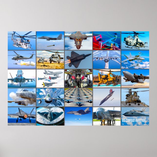 PÓSTER "MONTAJE" DE LA AVIACIÓN DE COMBATE DE LOS EE.UU. (Frente)