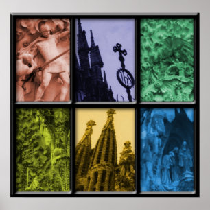 Póster Montaje de la Sagrada Familia