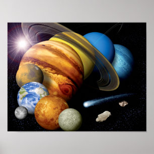 Póster Montaje de planetas del sistema solar de NASA JPL 