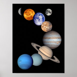 Póster Montaje del Sistema Solar Fotos de planetas JPL