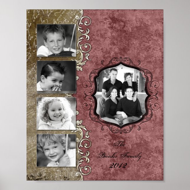 Póster Montaje elegante de 8"x10" 5 Slot Family Collage (Frente)