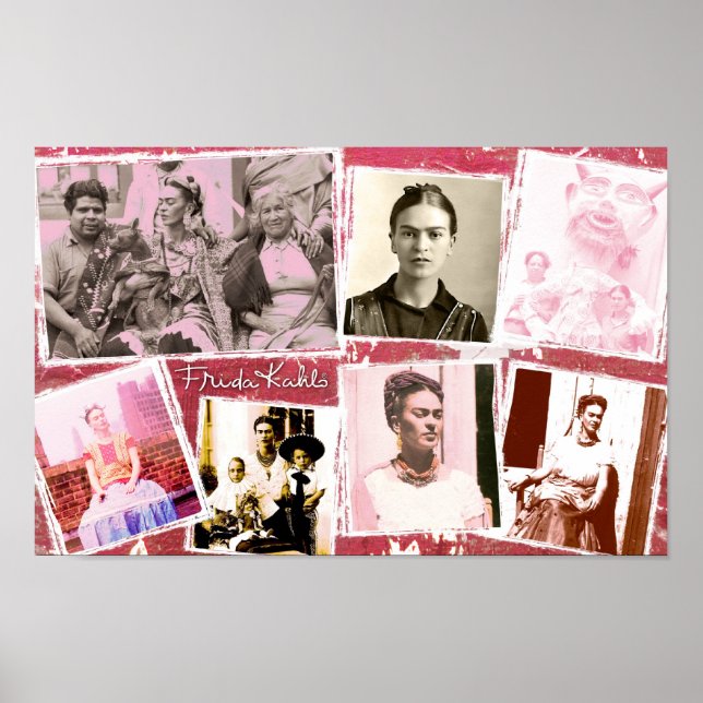 Póster Montaje fotográfico de Frida Kahlo (Frente)