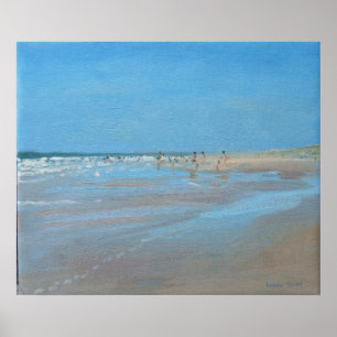 Póster Montalivet de reflexión azul