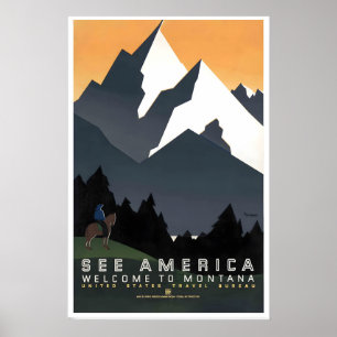 Póster Montana América Estados Unidos Montañas Rocosas