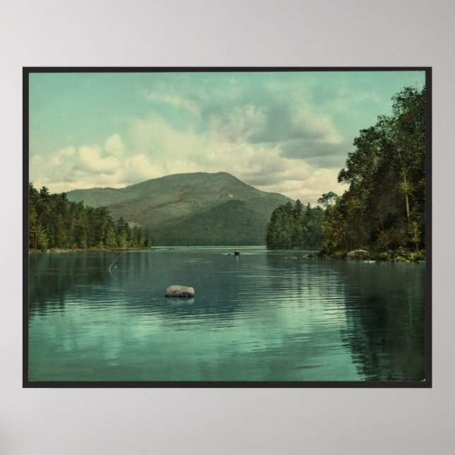 Póster Montaña azul del lago Eagle, escena Adirondack (Frente)
