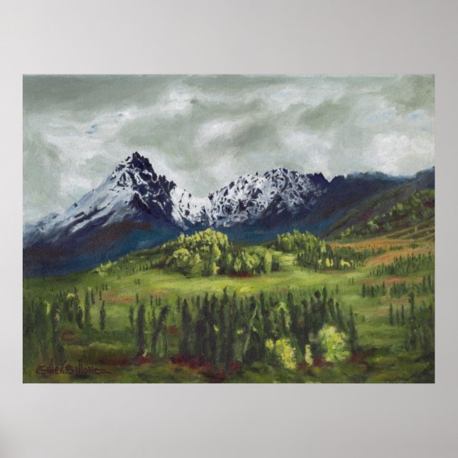 Póster Montaña azul del Poster del extremo norte (Frente)