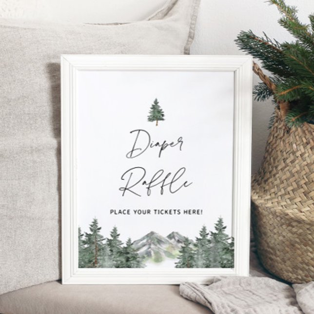 Póster Montaña Baby Shower Diaper Raffle Ticket Rótulo (Subido por el creador)