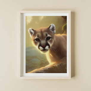 Póster Montaña Cougar Wildlife Retrato