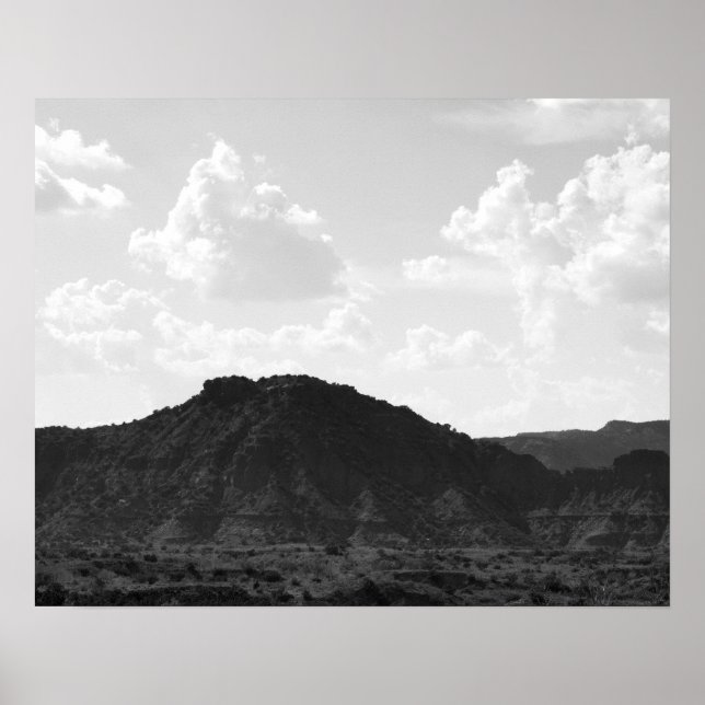 Póster Montaña de cañón negro y blanco de caprock 16x20 (Frente)