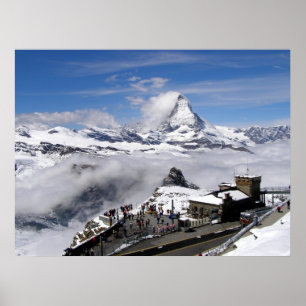 Póster Montaña de Cervino y estación de Gornergrat