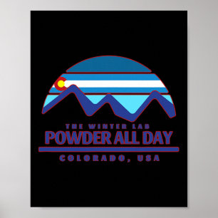Póster Montaña de Esquí Colorado Snowboard Polvo Rocoso