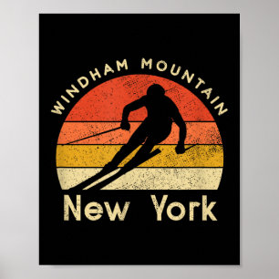 Póster Montaña de esquí de vintage Windham New York