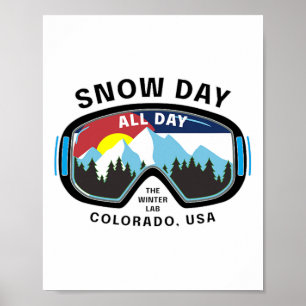 Póster Montaña de esquí rocoso D de Snowboard Colorado