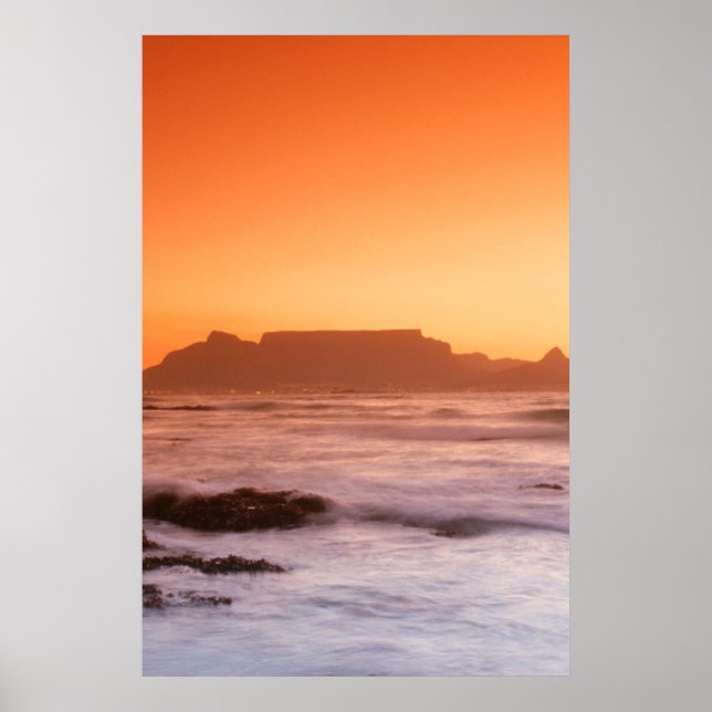 Póster Montaña de la Mesa al atardecer, Bloubergstrand (Frente)