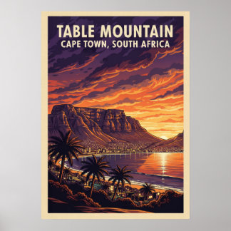 Póster Montaña de la Mesa Ciudad del Cabo - Sudáfrica V04