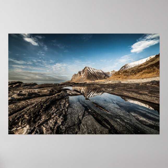 Póster Montaña de las Islas Lofoten de Noruega (Frente)