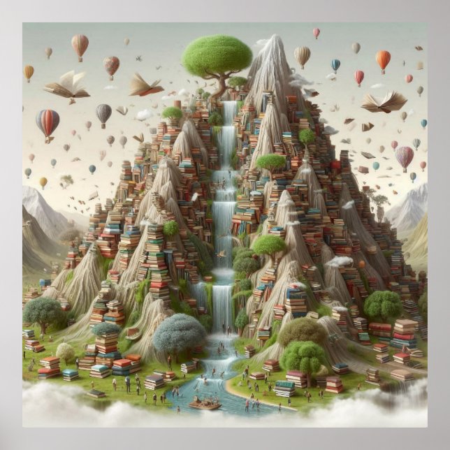 Póster Montaña de libros (Frente)