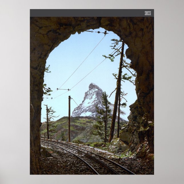 Póster Montaña de matterhorn en los Alpes suizos (Frente)