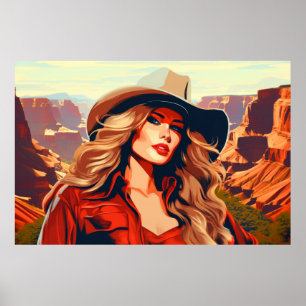 Póster Montaña de retrato de mujeres occidentales de cará