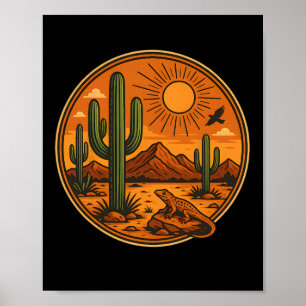 Póster Montaña del amanecer Naturaleza Retro Senderismo E