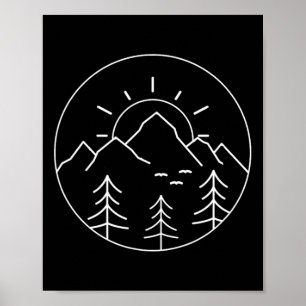 Póster Montaña del Atardecer Naturaleza Senderismo Campin