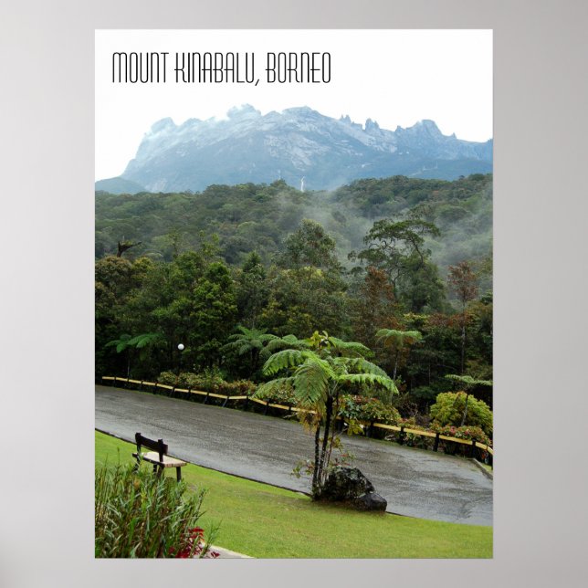 Póster Montaña del monte Kinabalu y selva de Borneo (Frente)