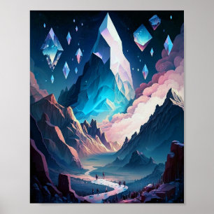 Póster Montaña del Poster De Paisaje De Fantasía De Crist
