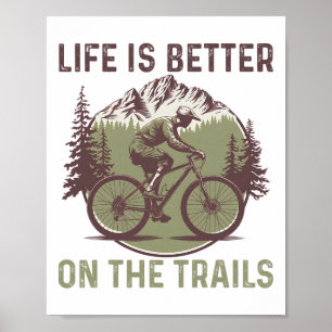 Póster Montaña divertida bicicleta de montaña ciclista de