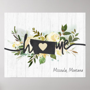 Póster Montana Estado Personalizado Tu Ciudad Hogar Rústi