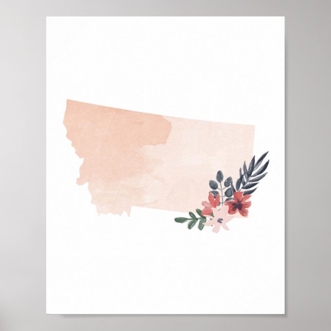 Póster Montana Floral Watercolor State (Frente)