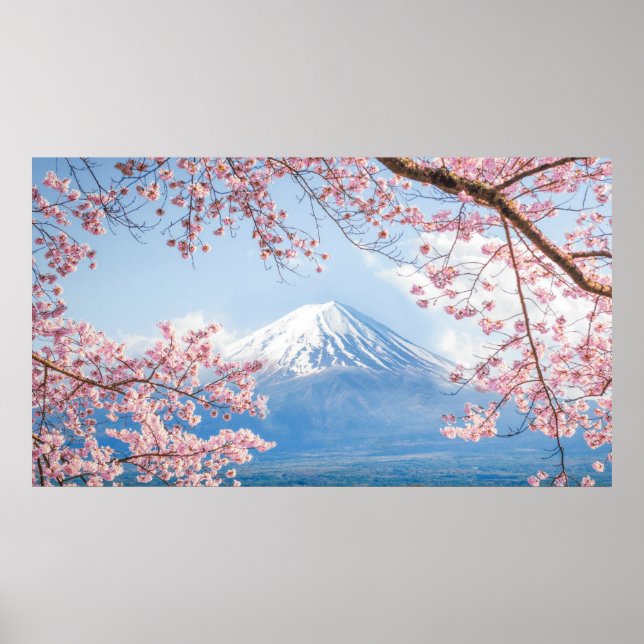 Póster Montaña Fuji | Lago Kawaguchiko | Primavera En Jap (Frente)