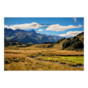 Póster Montaña Green Meadow/generado por IA,