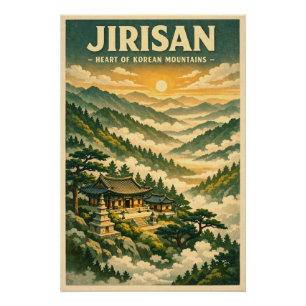 Póster Montaña Jirisan, Corea del Sur, en un clásico retr