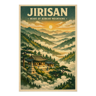Póster Montaña Jirisan, Corea del Sur, en un clásico retr