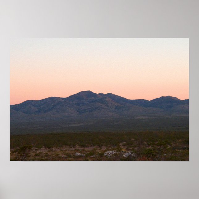 Póster Montaña Madera al atardecer, Texas (Frente)