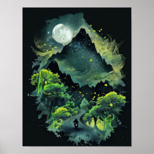 Póster Montaña mágica en lo desconocido