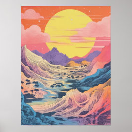Póster Montaña majestuosa al atardecer
