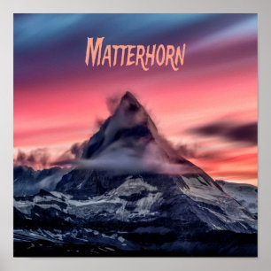 Póster Montaña Matterhorn Europa Alpes Suiza Italia