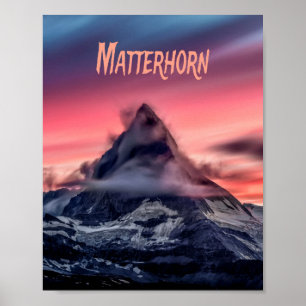 Póster Montaña Matterhorn Europa Alpes Suiza Italia
