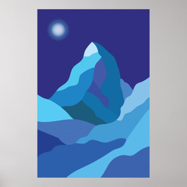 Póster Montaña Matterhorn. Noche de invierno (Frente)
