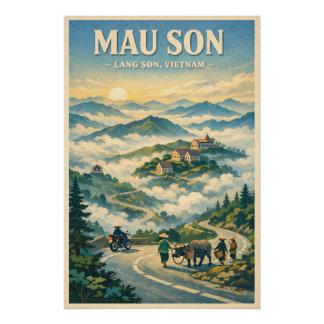 Póster Montaña Mau Son, Lang Son, Vietnam Viajes
