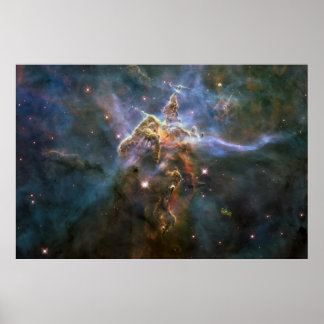 Póster Montaña mística en el espacio hubble de la nebulos