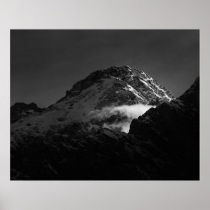 Póster Montaña nevada blanca y negra